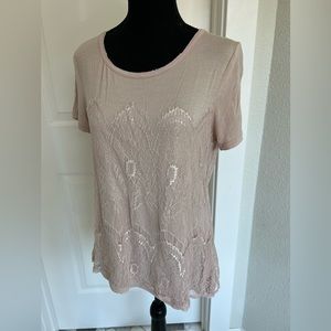 Market & Spruce - Lace Overlay Knit Shirt